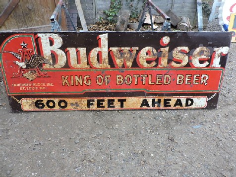 Rare Budweiser embossed tin sign